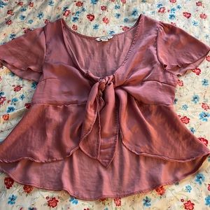 Pink Front Tie Top